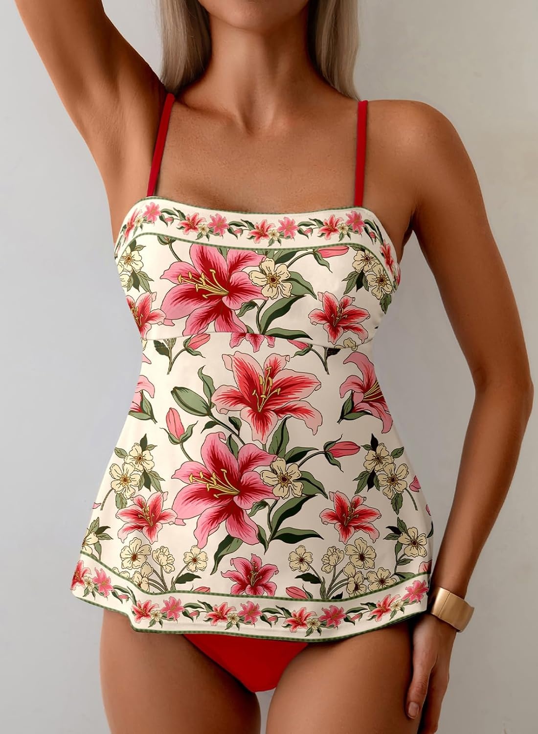 image:imageDokotoo Womens Boho Floral Tankini Set 2 Piece Swimsuits 2026 BeachwearLily