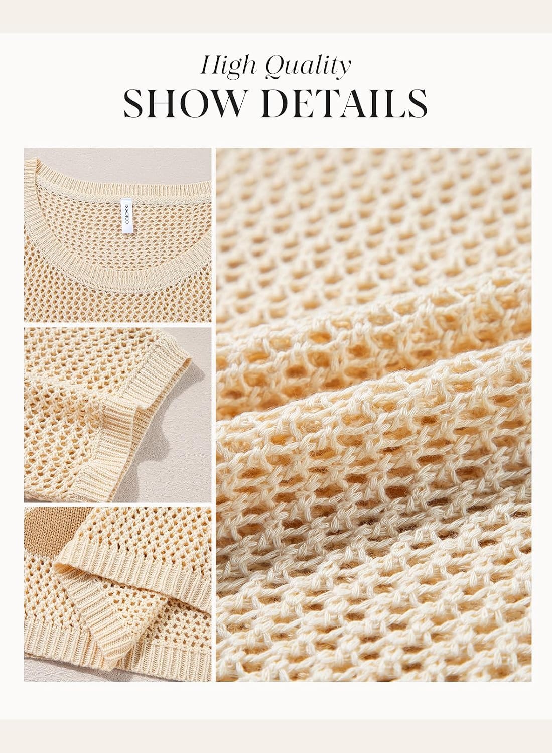 image:imageDokotoo Womens Floral Fashion Summer Tops 2026 Short Sleeve Crochet Sweaters Swimsuit Cover Ups Lightweight Knit PulloverApricot
