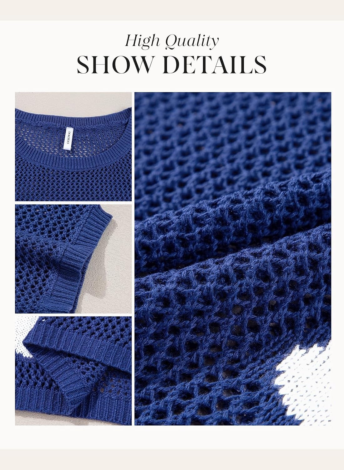 image:imageDokotoo Womens Floral Fashion Summer Tops 2026 Short Sleeve Crochet Sweaters Swimsuit Cover Ups Lightweight Knit PulloverBluing