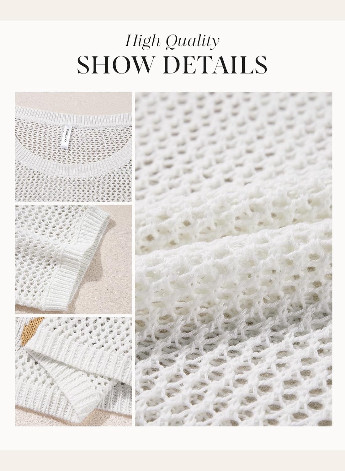 image:imageDokotoo Womens Floral Fashion Summer Tops 2026 Short Sleeve Crochet Sweaters Swimsuit Cover Ups Lightweight Knit PulloverWhite