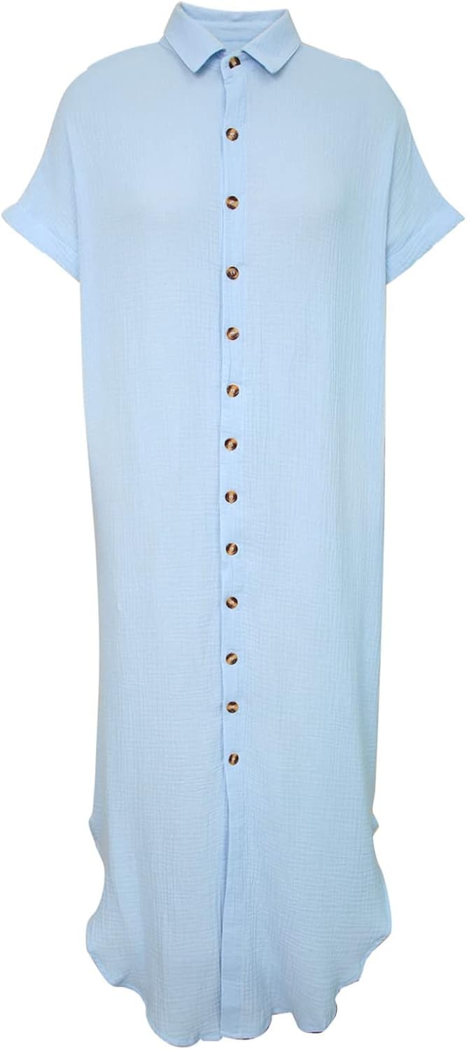 image:imageDokotoo Womens Long Cardigans Swimsuit Cover Ups Summer Beach DressSky Blue
