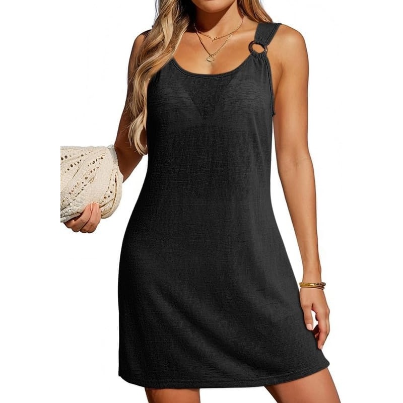 image:imageDokotoo Swimsuit Coverup for Women Sheer Beach Cover Up DressBlack