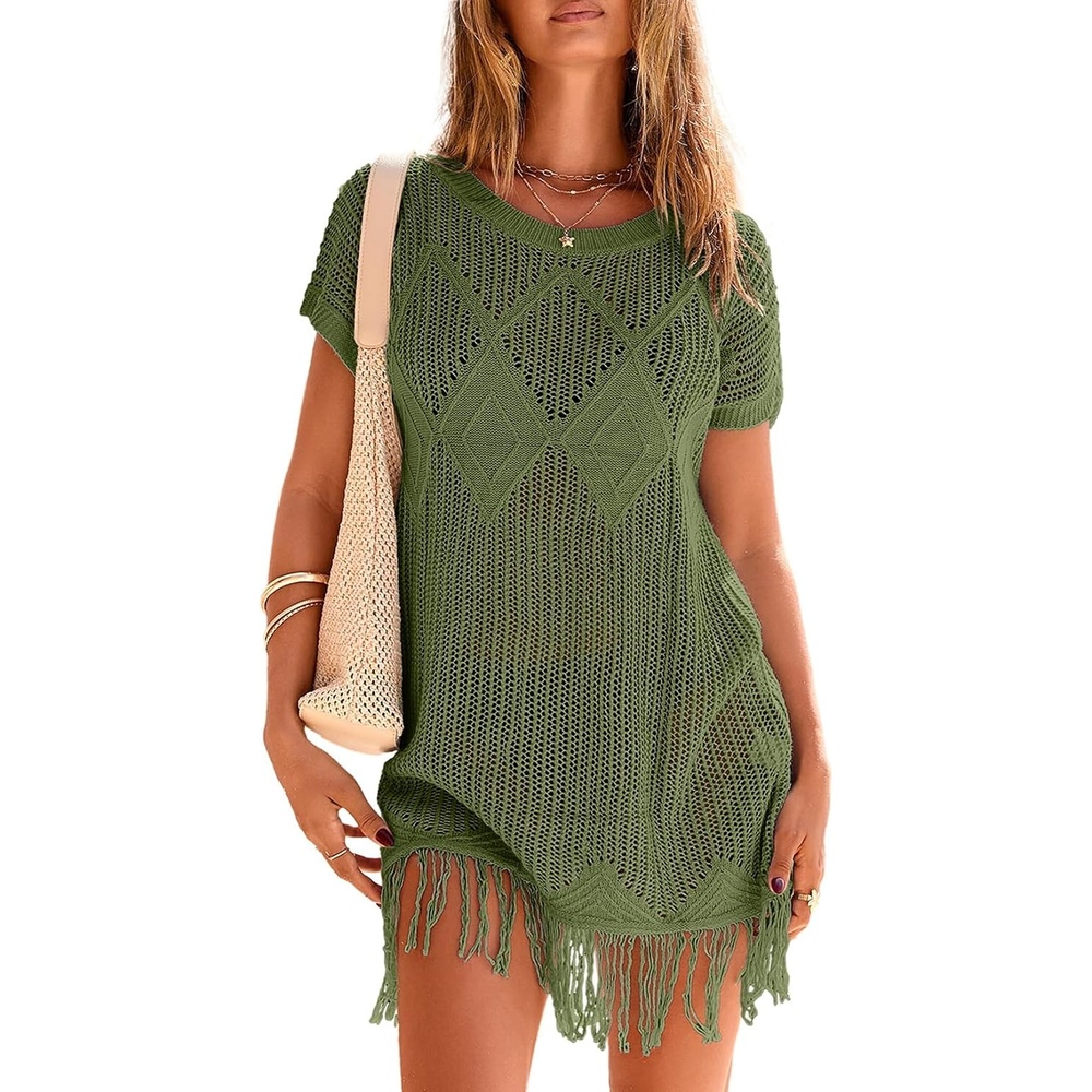 image:imageDokotoo Swimsuits Cover Up Womens Crochet Bathing Suit Coverups Beach DressFour Leaf Clover