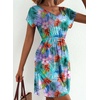 Dokoto Womens V Neck Sheer Mesh Beach Bathing Suit Cover Up Bikini Dress(A Floral-sky Blue)