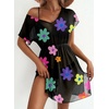 Dokoto Womens V Neck Sheer Mesh Beach Bathing Suit Cover Up Bikini Dress(A Multicolored Flower)
