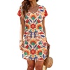 Dokoto Womens V Neck Sheer Mesh Beach Bathing Suit Cover Up Bikini Dress(A-floral Orange)