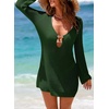 Dokotoo Beach Cover Ups for Women Sexy Deep V Neck Swimsuit Cover Up Dress(Green)