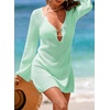 Dokotoo Beach Cover Ups for Women Sexy Deep V Neck Swimsuit Cover Up Dress(Mint Green)