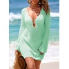 Dokotoo Beach Cover Ups for Women Sexy Deep V Neck Swimsuit Cover Up Dress(Mint Green)