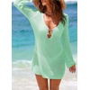 Dokotoo Beach Cover Ups for Women Sexy Deep V Neck Swimsuit Cover Up Dress(Mint Green)