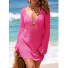 Dokotoo Beach Cover Ups for Women Sexy Deep V Neck Swimsuit Cover Up Dress(Rose Red)