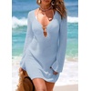 Dokotoo Beach Cover Ups for Women Sexy Deep V Neck Swimsuit Cover Up Dress(Sky Blue)