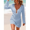 Dokotoo Beach Cover Ups for Women Sexy Deep V Neck Swimsuit Cover Up Dress(Sky Blue)