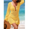 Dokotoo Beach Cover Ups for Women Sexy Deep V Neck Swimsuit Cover Up Dress(Yellow)