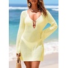 Dokotoo Beach Cover Ups for Women Sexy Deep V Neck Swimsuit Cover Up Dress(Yellow Cream)