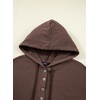 Dokotoo Hoodies for Women Long Sleeve Drawstring Button V Neck Fleece Casual Lightweight Pullover Sweatshirt Hooded Tops(Brown)