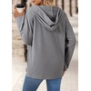Dokotoo Hoodies for Women Long Sleeve Drawstring Button V Neck Fleece Casual Lightweight Pullover Sweatshirt Hooded Tops(Grey)