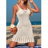 Dokotoo Swimsuit Coverup for Women Crochet Flowy Beach Dresses Bathing Suit Cover Up Cruise Outfits Resort Wear(Beige)