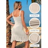 Dokotoo Swimsuit Coverup for Women Crochet Flowy Beach Dresses Bathing Suit Cover Up Cruise Outfits Resort Wear(Beige)