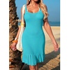 Dokotoo Swimsuit Coverup for Women Crochet Flowy Beach Dresses Bathing Suit Cover Up Cruise Outfits Resort Wear(Light Blue)
