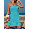 Dokotoo Swimsuit Coverup for Women Crochet Flowy Beach Dresses Bathing Suit Cover Up Cruise Outfits Resort Wear(Light Blue)
