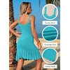 Dokotoo Swimsuit Coverup for Women Crochet Flowy Beach Dresses Bathing Suit Cover Up Cruise Outfits Resort Wear(Light Blue)