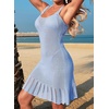 Dokotoo Swimsuit Coverup for Women Crochet Flowy Beach Dresses Bathing Suit Cover Up Cruise Outfits Resort Wear(Sky Blue)