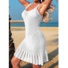 Dokotoo Swimsuit Coverup for Women Crochet Flowy Beach Dresses Bathing Suit Cover Up Cruise Outfits Resort Wear(White)