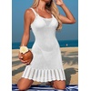 Dokotoo Swimsuit Coverup for Women Crochet Flowy Beach Dresses Bathing Suit Cover Up Cruise Outfits Resort Wear(White)