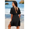 Dokotoo Swimsuit Coverup for Women Hollow Out V Neck Short Sleeve Bathing Suit Bikini Beach Cover Ups Dress Vacation Outfits(Black)