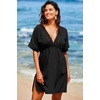 Dokotoo Swimsuit Coverup for Women Hollow Out V Neck Short Sleeve Bathing Suit Bikini Beach Cover Ups Dress Vacation Outfits(Black)