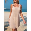 Dokotoo Swimsuit Coverup for Women Sheer Beach Cover Up Dress(Beige)