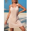 Dokotoo Swimsuit Coverup for Women Sheer Beach Cover Up Dress(Beige)