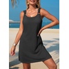 Dokotoo Swimsuit Coverup for Women Sheer Beach Cover Up Dress(Black)