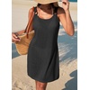 Dokotoo Swimsuit Coverup for Women Sheer Beach Cover Up Dress(Black)