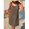 Dokotoo Swimsuit Coverup for Women Sheer Beach Cover Up Dress(Coffee Brown)