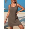 Dokotoo Swimsuit Coverup for Women Sheer Beach Cover Up Dress(Coffee Brown)