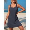 Dokotoo Swimsuit Coverup for Women Sheer Beach Cover Up Dress(Navy Blue)