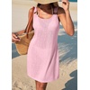 Dokotoo Swimsuit Coverup for Women Sheer Beach Cover Up Dress(Pink)