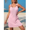 Dokotoo Swimsuit Coverup for Women Sheer Beach Cover Up Dress(Pink)