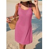 Dokotoo Swimsuit Coverup for Women Sheer Beach Cover Up Dress(Rose)