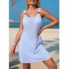 Dokotoo Swimsuit Coverup for Women Sheer Beach Cover Up Dress(Sky Blue)