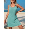 Dokotoo Swimsuit Coverup for Women Sheer Beach Cover Up Dress(Turquoise)