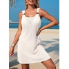 Dokotoo Swimsuit Coverup for Women Sheer Beach Cover Up Dress(White)