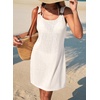 Dokotoo Swimsuit Coverup for Women Sheer Beach Cover Up Dress(White)
