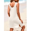 Dokotoo Swimsuit Coverup for Women Sheer Beach Cover Up Dress(White)