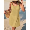 Dokotoo Swimsuit Coverup for Women Sheer Beach Cover Up Dress(Yellow)
