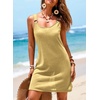 Dokotoo Swimsuit Coverup for Women Sheer Beach Cover Up Dress(Yellow)