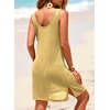 Dokotoo Swimsuit Coverup for Women Sheer Beach Cover Up Dress(Yellow)