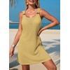 Dokotoo Swimsuit Coverup for Women Sheer Beach Cover Up Dress(Yellow)